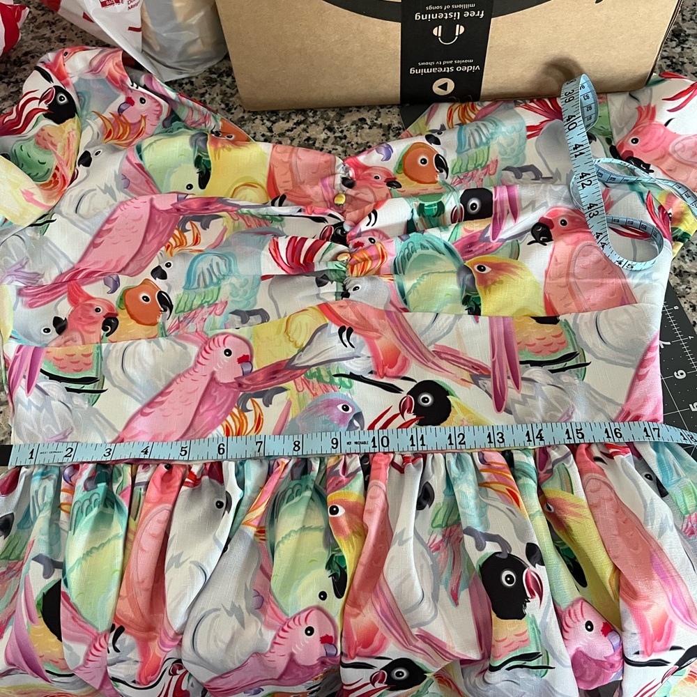 Unique vintage 2xl tropical bird swing dress - Picture 5 of 6